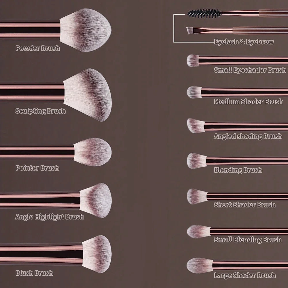 13-piece kabuki makeup brush set with soft nylon bristles for foundation eyeshadow and blush