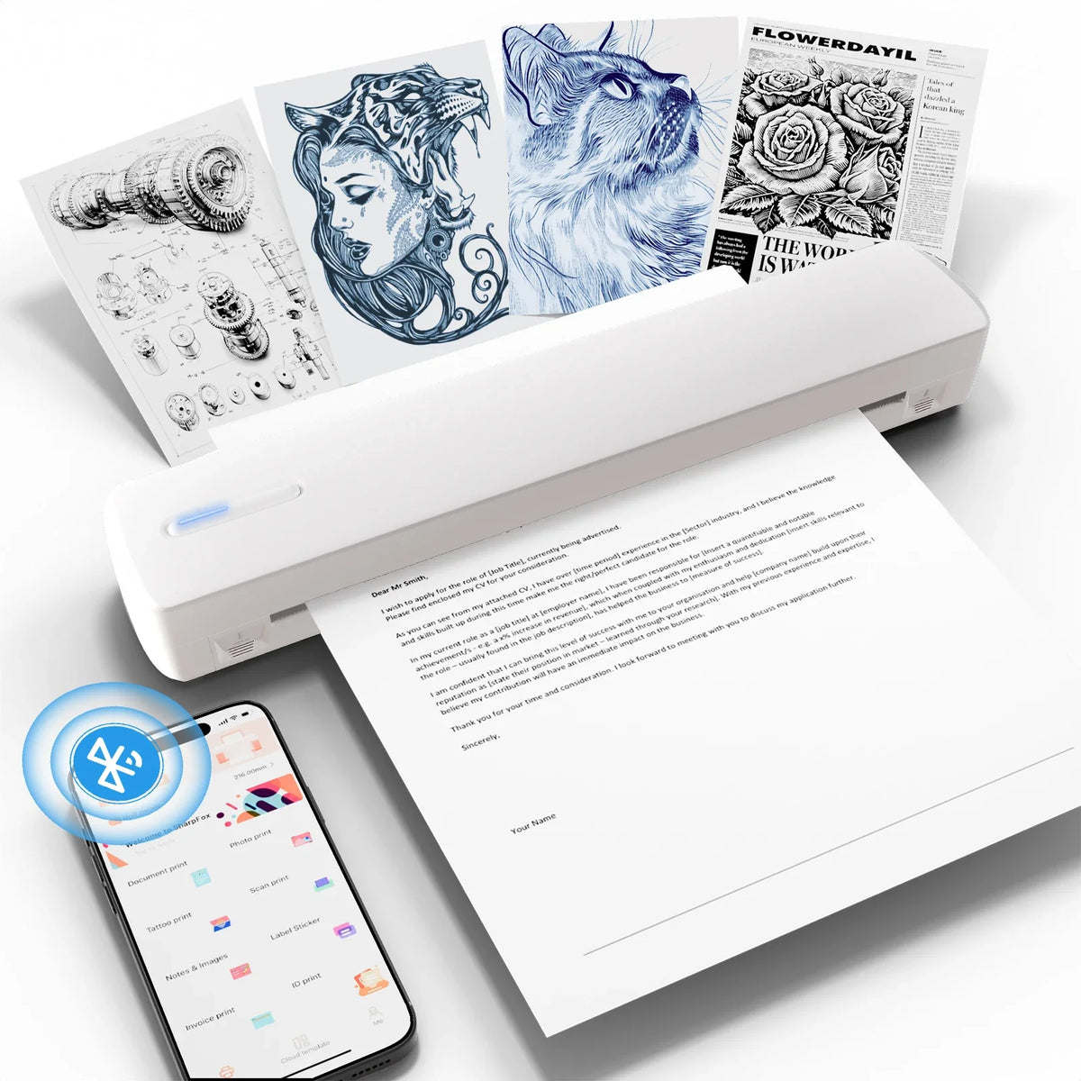 Portable A4 Thermal Printer — Wireless & Inkless
