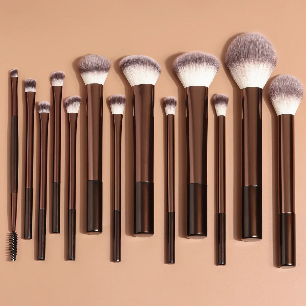 13-piece kabuki makeup brush set with soft nylon bristles for foundation eyeshadow and blush