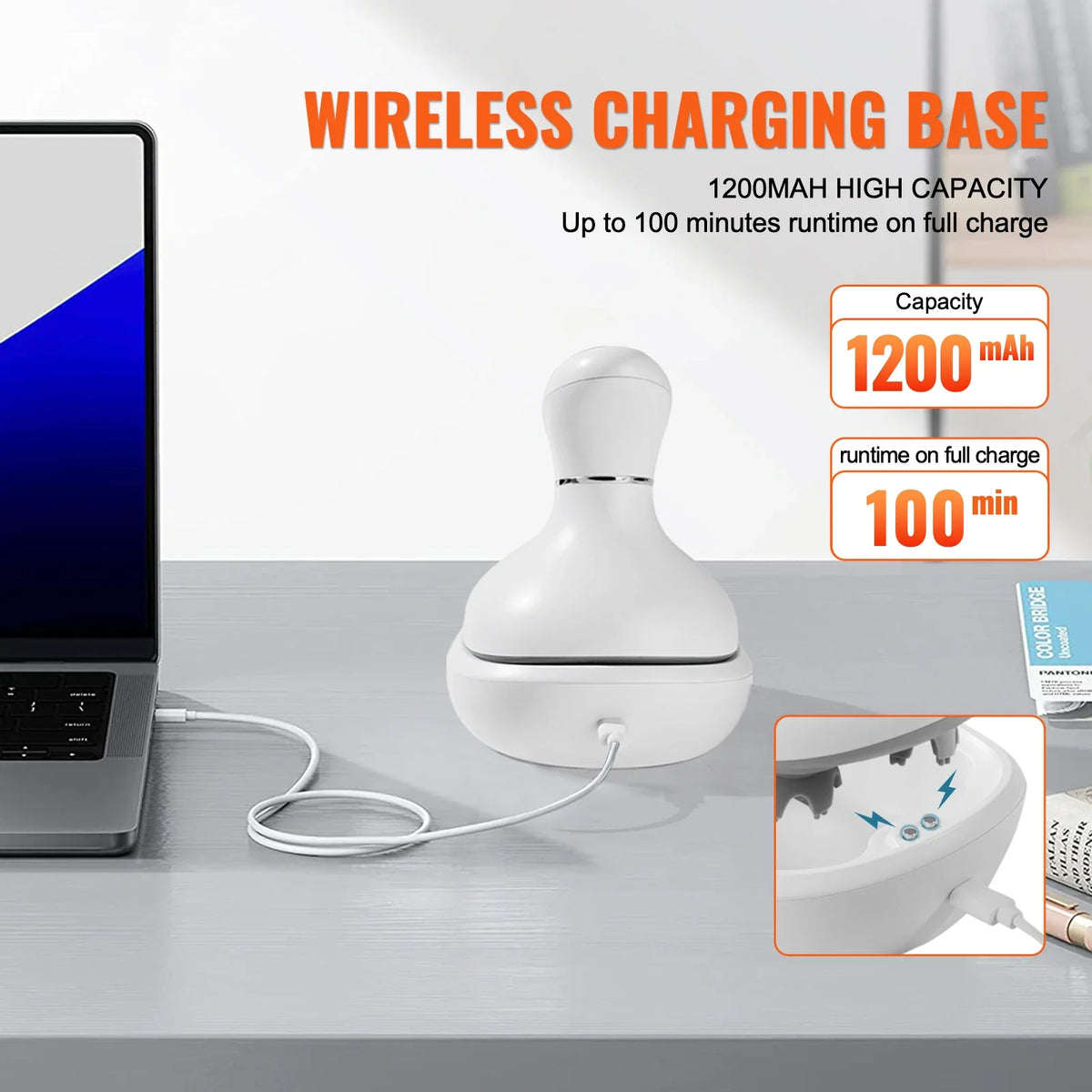 Electric Scalp Massager — Portable Head Massager, 6-Mode Rechargeable
