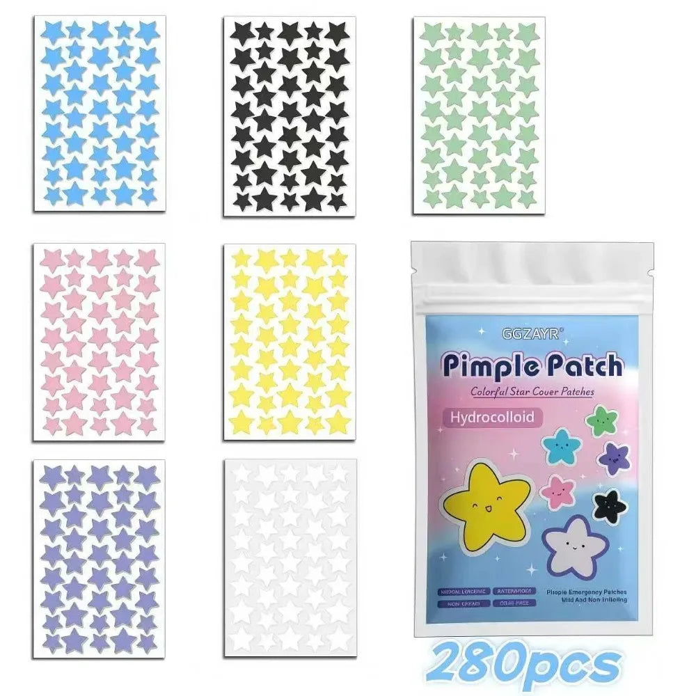 Seven-Color Star Pimple Patches – Hydrocolloid Dots