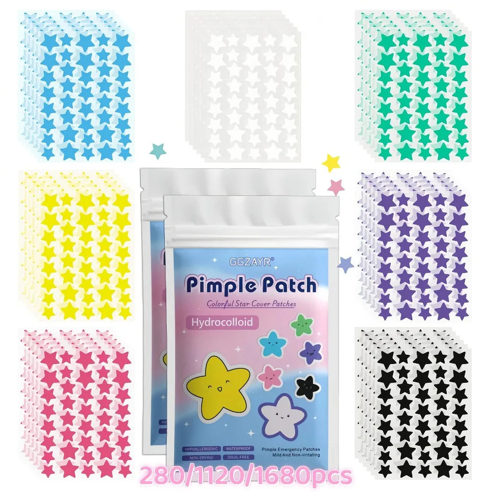 Seven-Color Star Pimple Patches – Hydrocolloid Dots