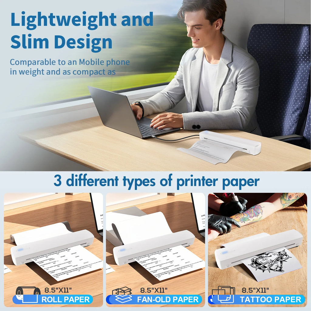 Portable A4 Thermal Printer — Wireless & Inkless