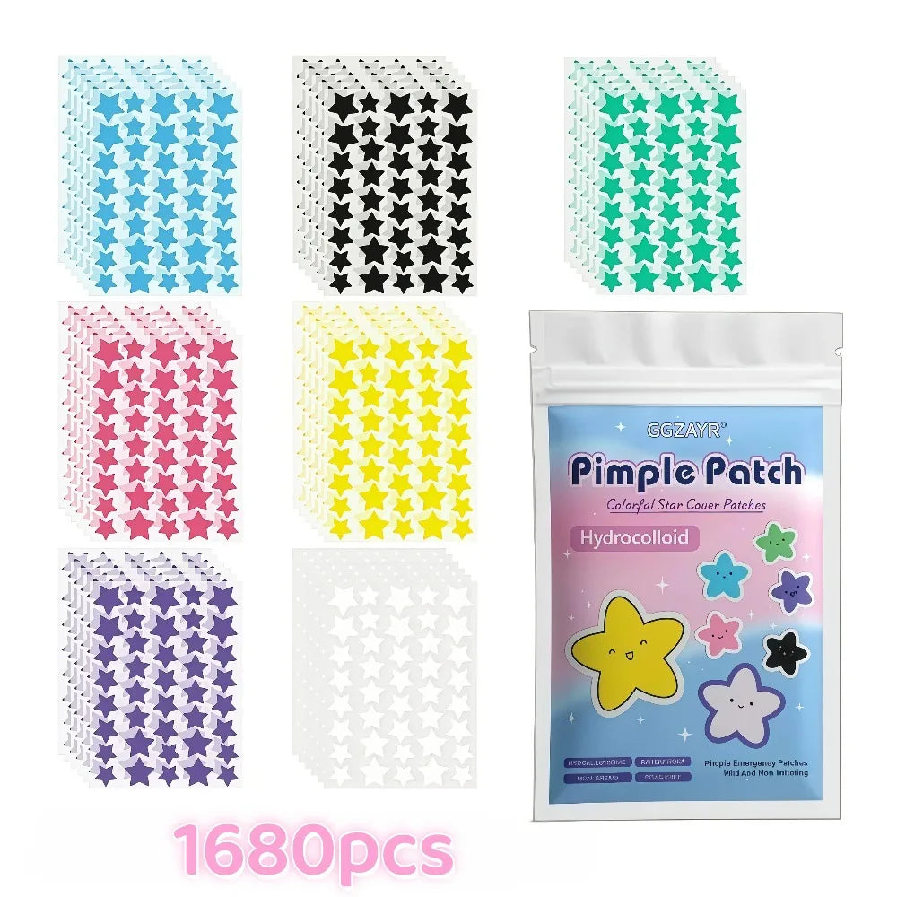Seven-Color Star Pimple Patches – Hydrocolloid Dots