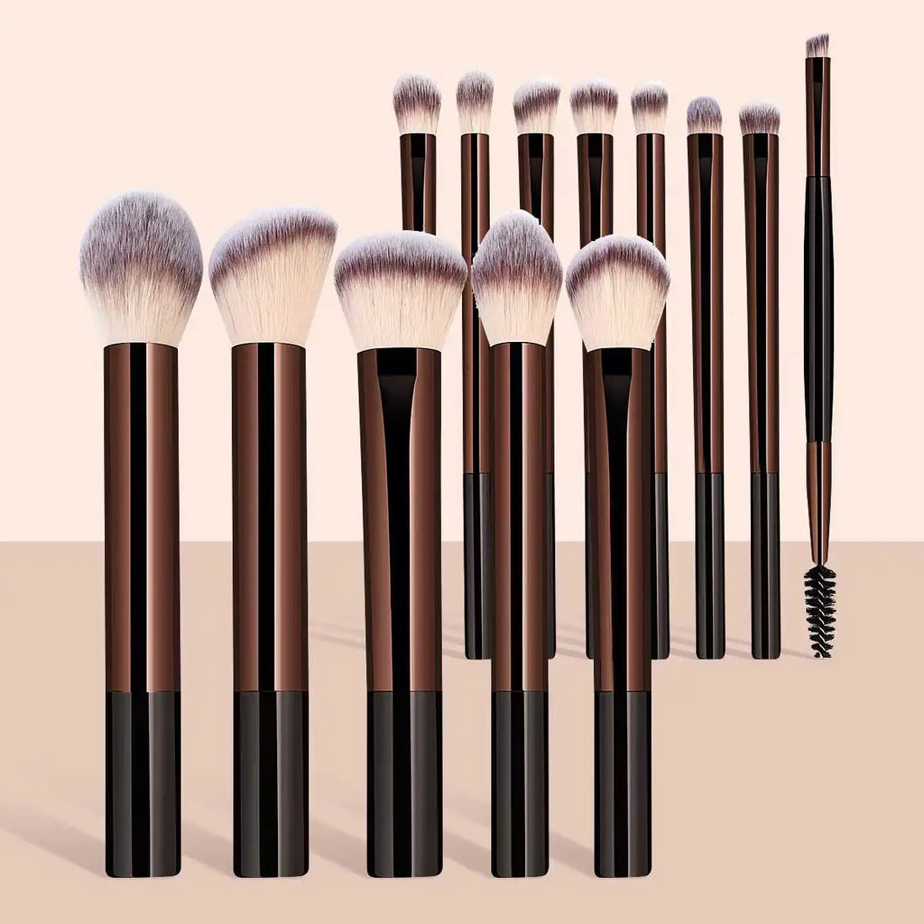 13-piece kabuki makeup brush set with soft nylon bristles for foundation eyeshadow and blush