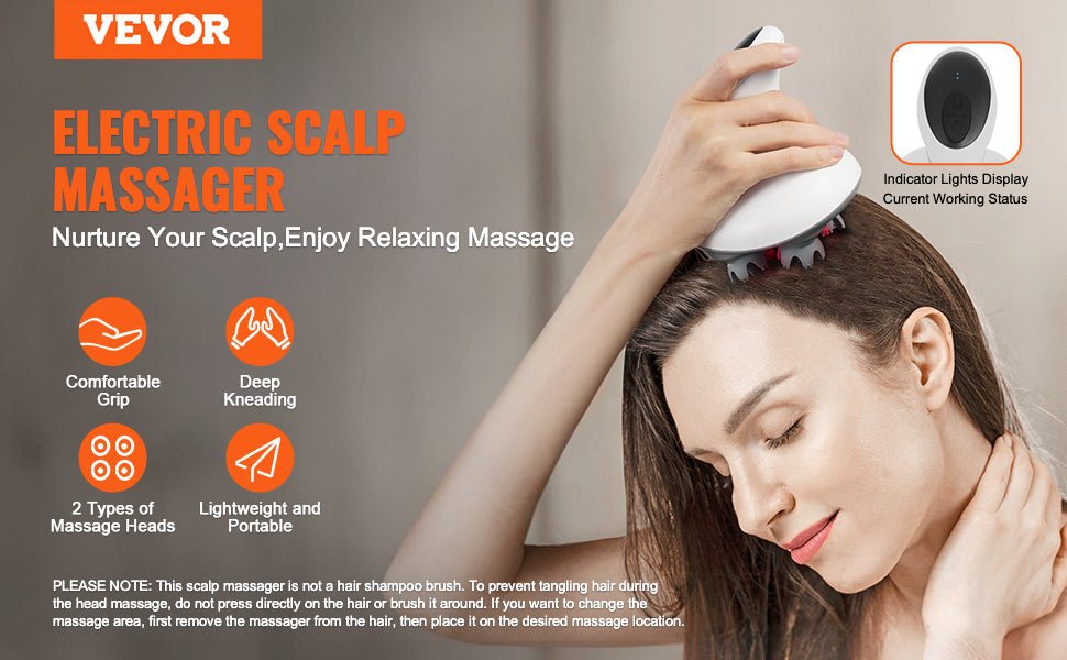Electric Scalp Massager — Portable Head Massager, 6-Mode Rechargeable