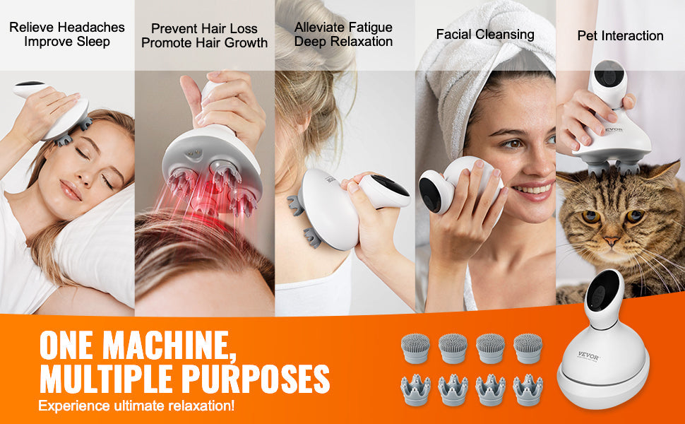 Electric Scalp Massager — Portable Head Massager, 6-Mode Rechargeable