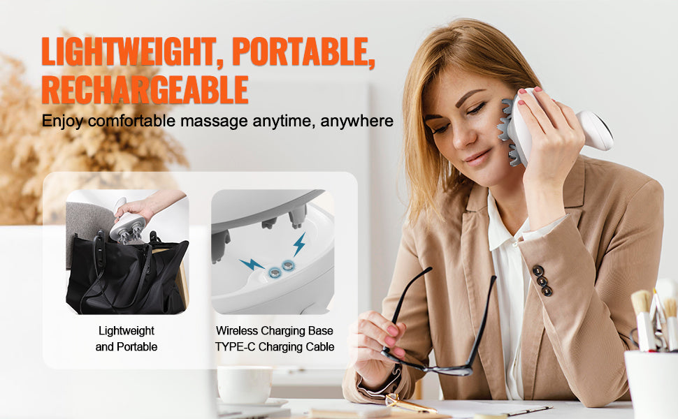 Electric Scalp Massager — Portable Head Massager, 6-Mode Rechargeable